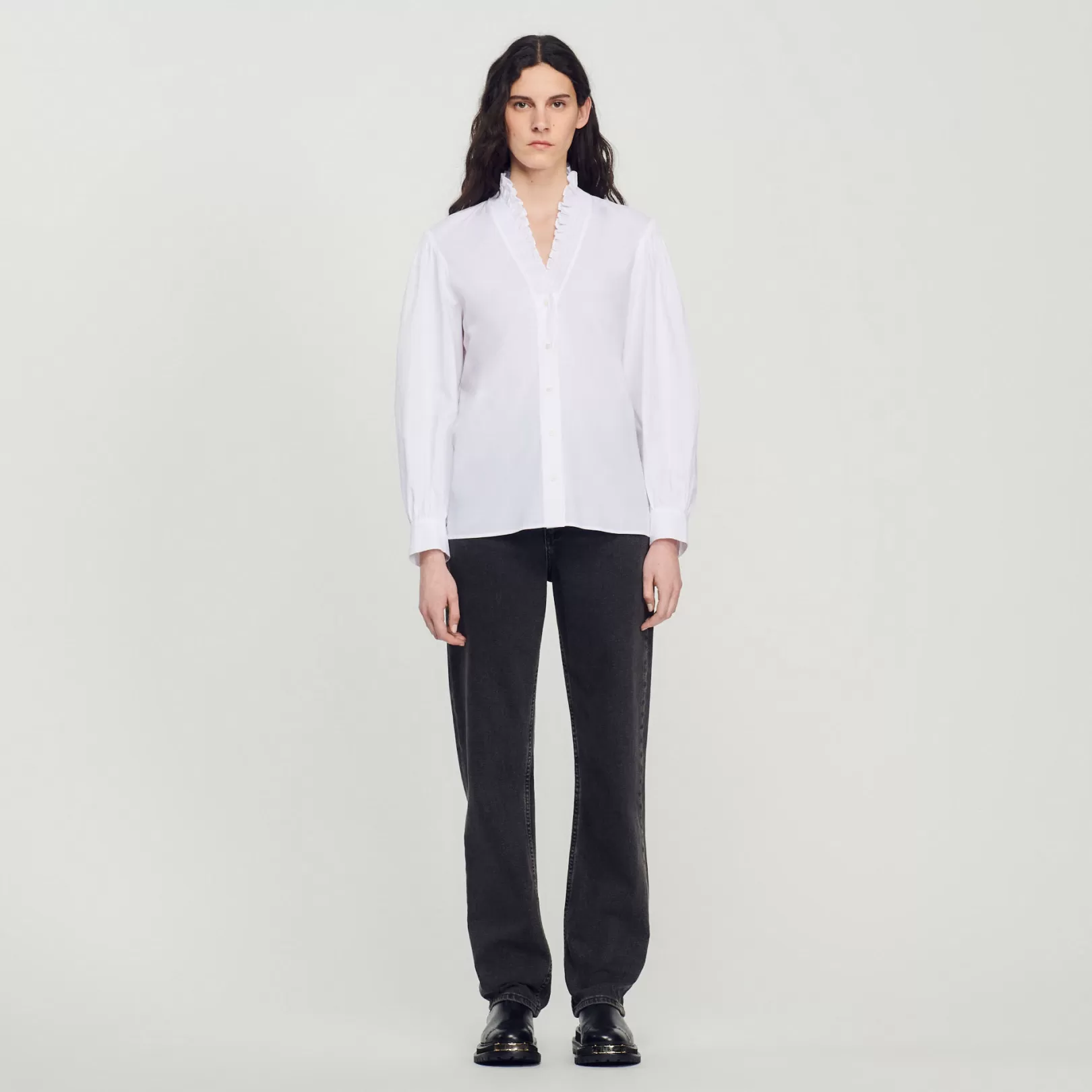 Tops & Shirts*Sandro Tops & Shirts Cotton shirt with fancy collar