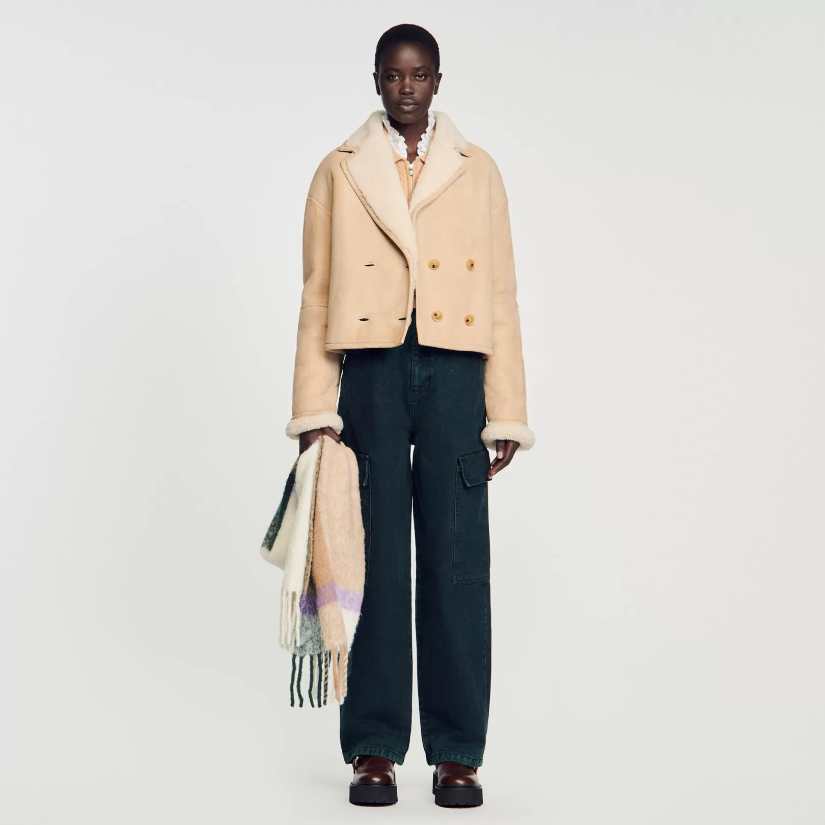 Coats*Sandro Coats Cropped shearling jacket