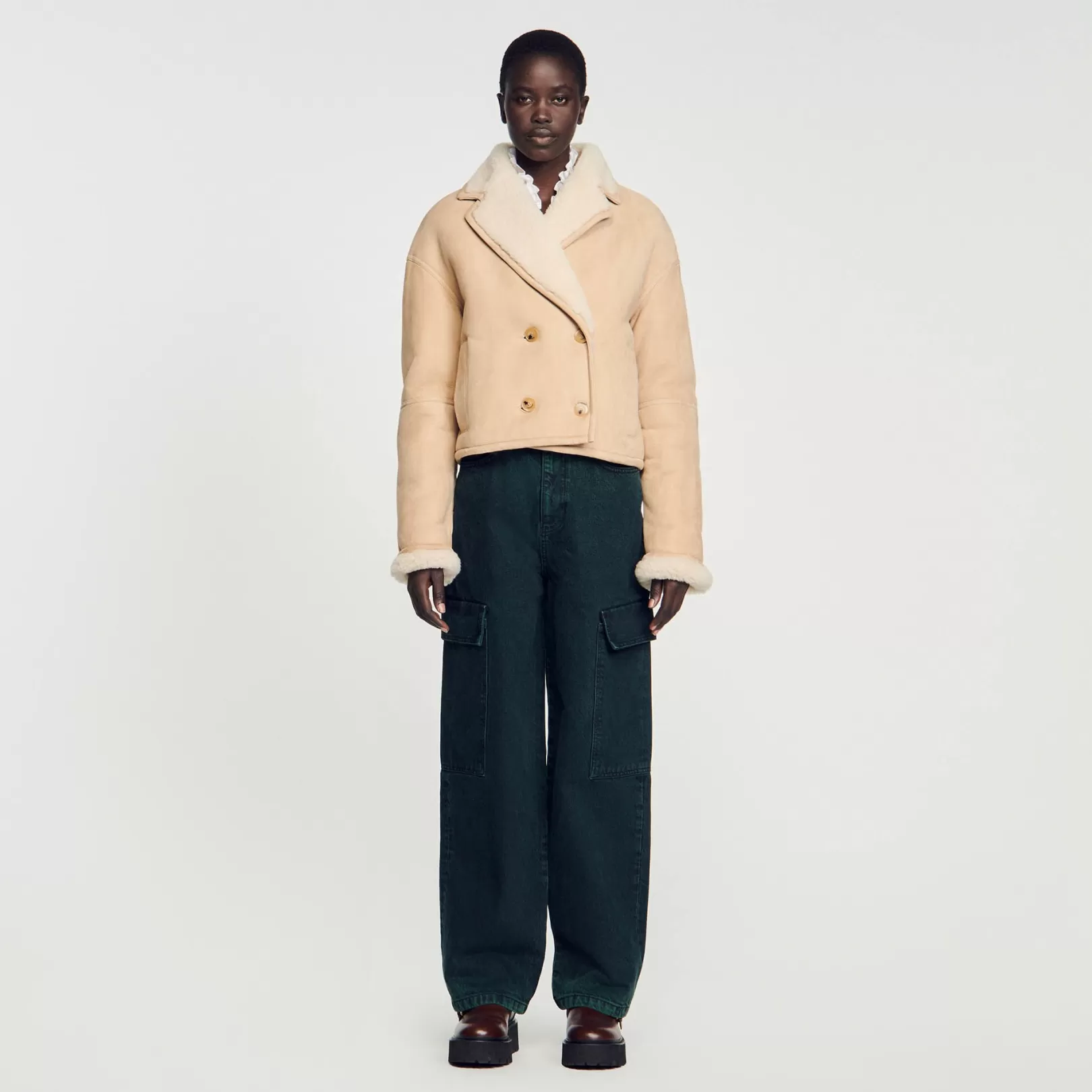 Coats*Sandro Coats Cropped shearling jacket