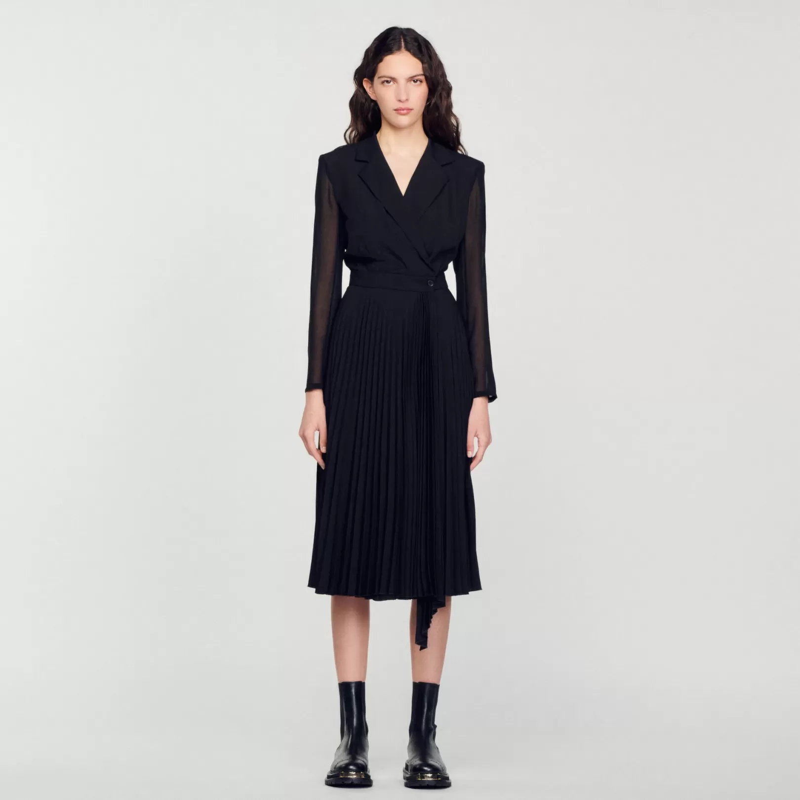 Dresses*Sandro Dresses Dual-material long-sleeved dress