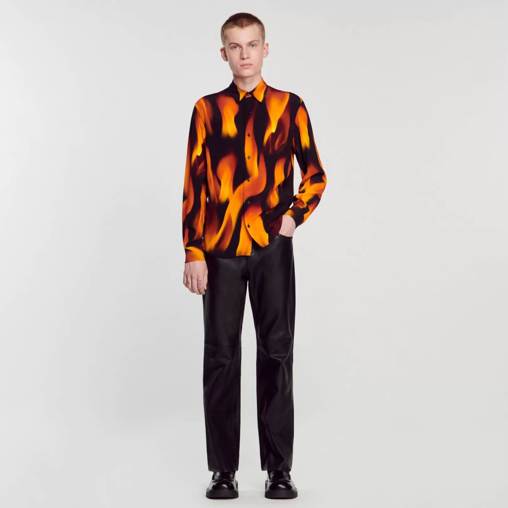 Shirts*Sandro Shirts Flame pattern shirt