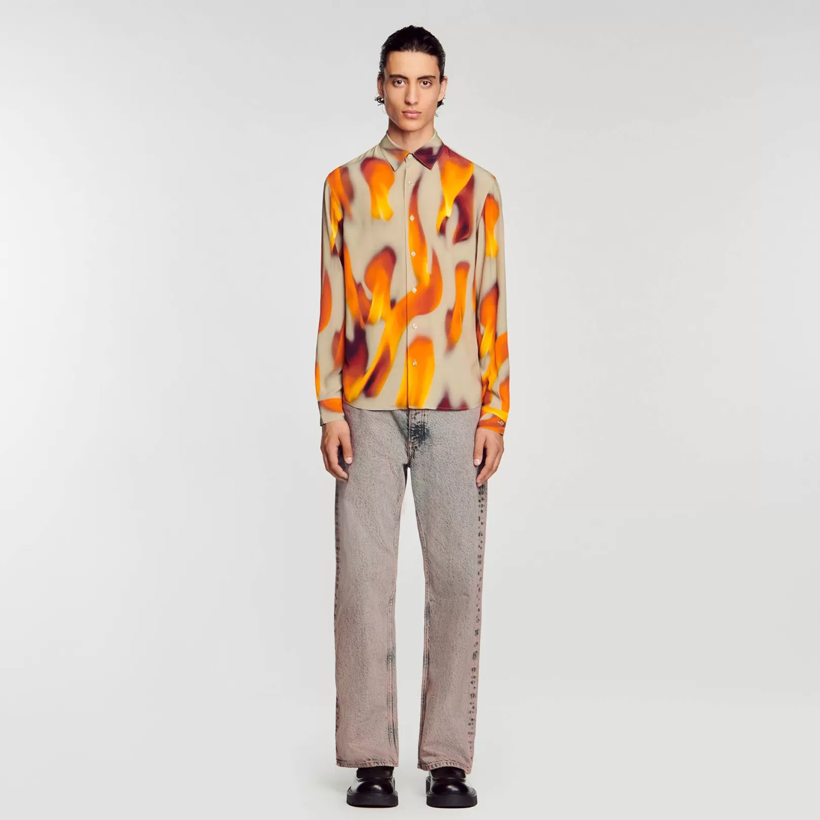 Shirts*Sandro Shirts Flame pattern shirt