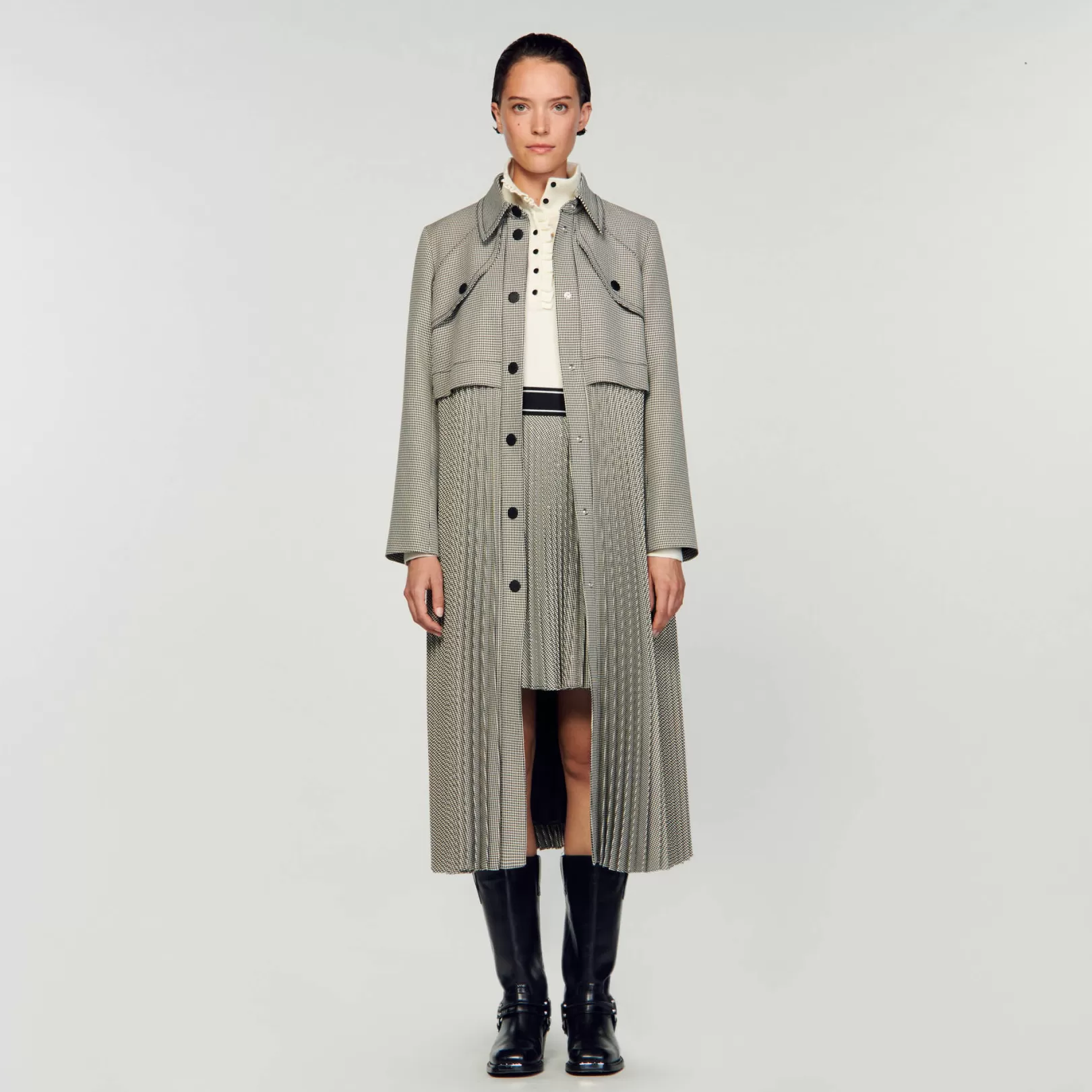 Coats*Sandro Coats Houndstooth trench coat