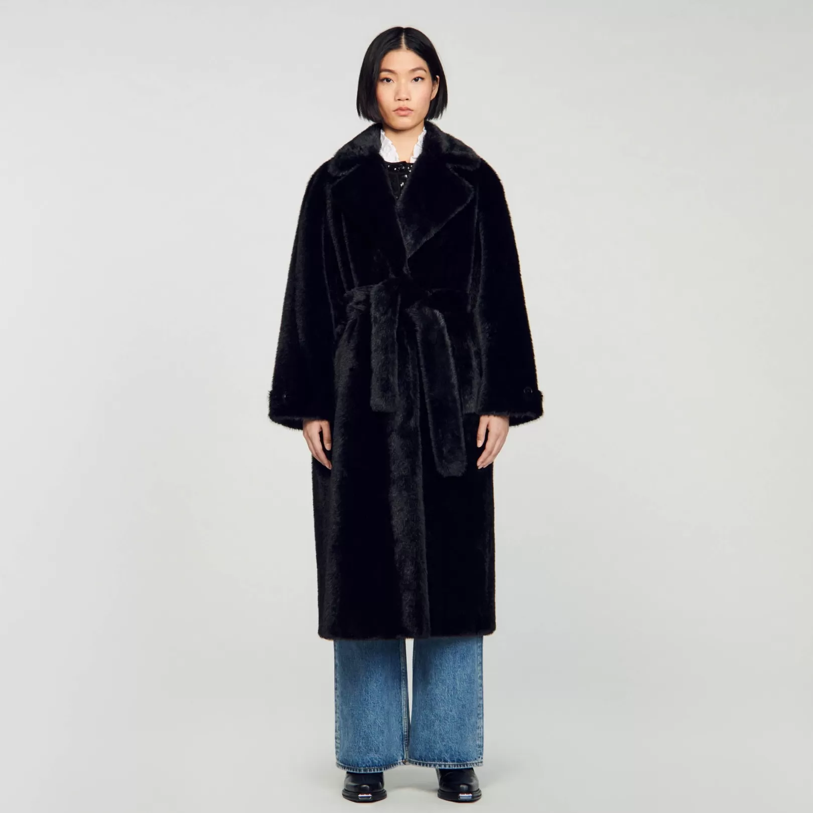 Coats*Sandro Coats Long faux fur coat