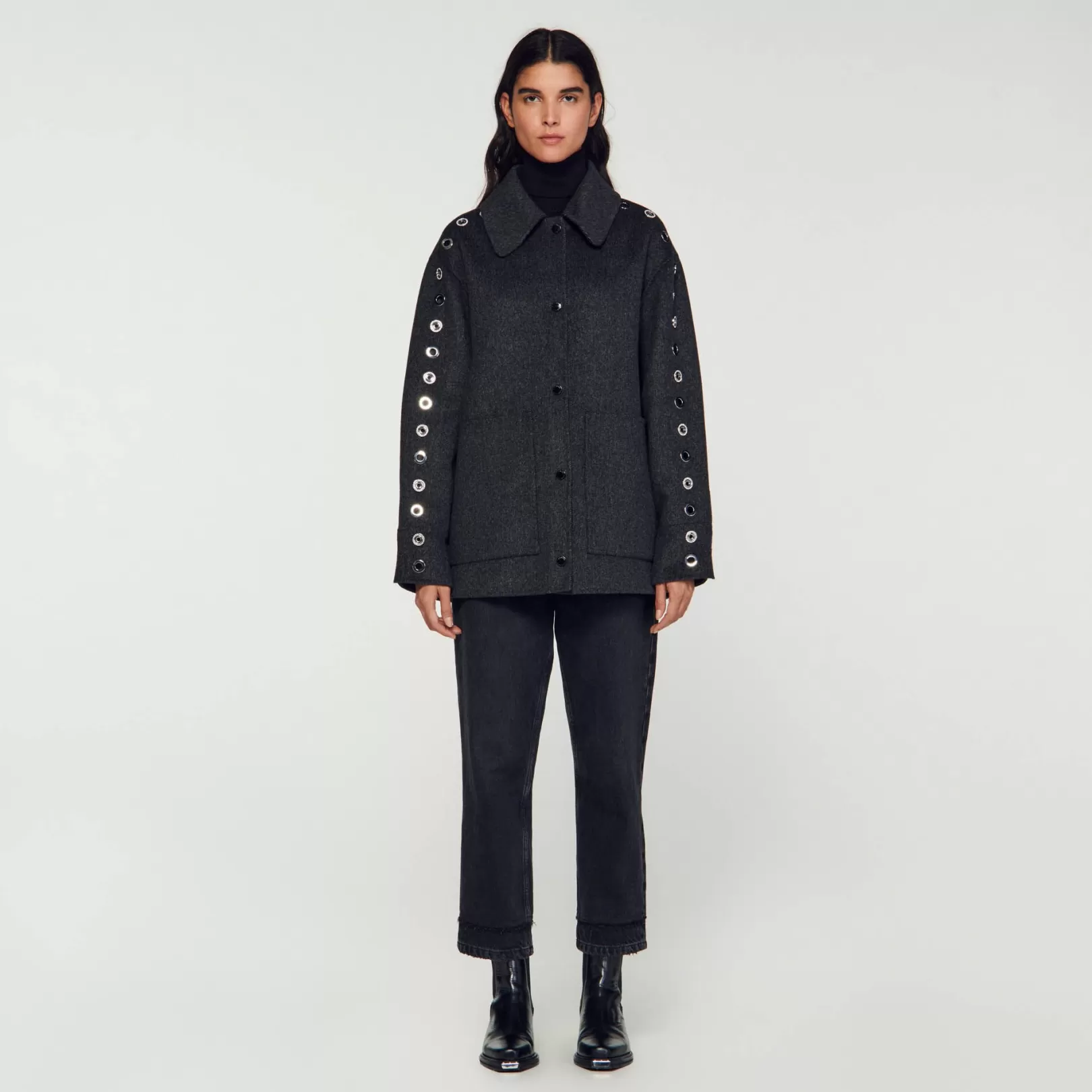 Coats*Sandro Coats Oversized coat with eyelets