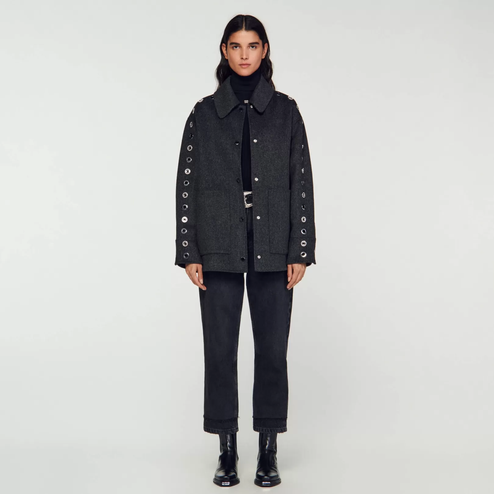 Coats*Sandro Coats Oversized coat with eyelets