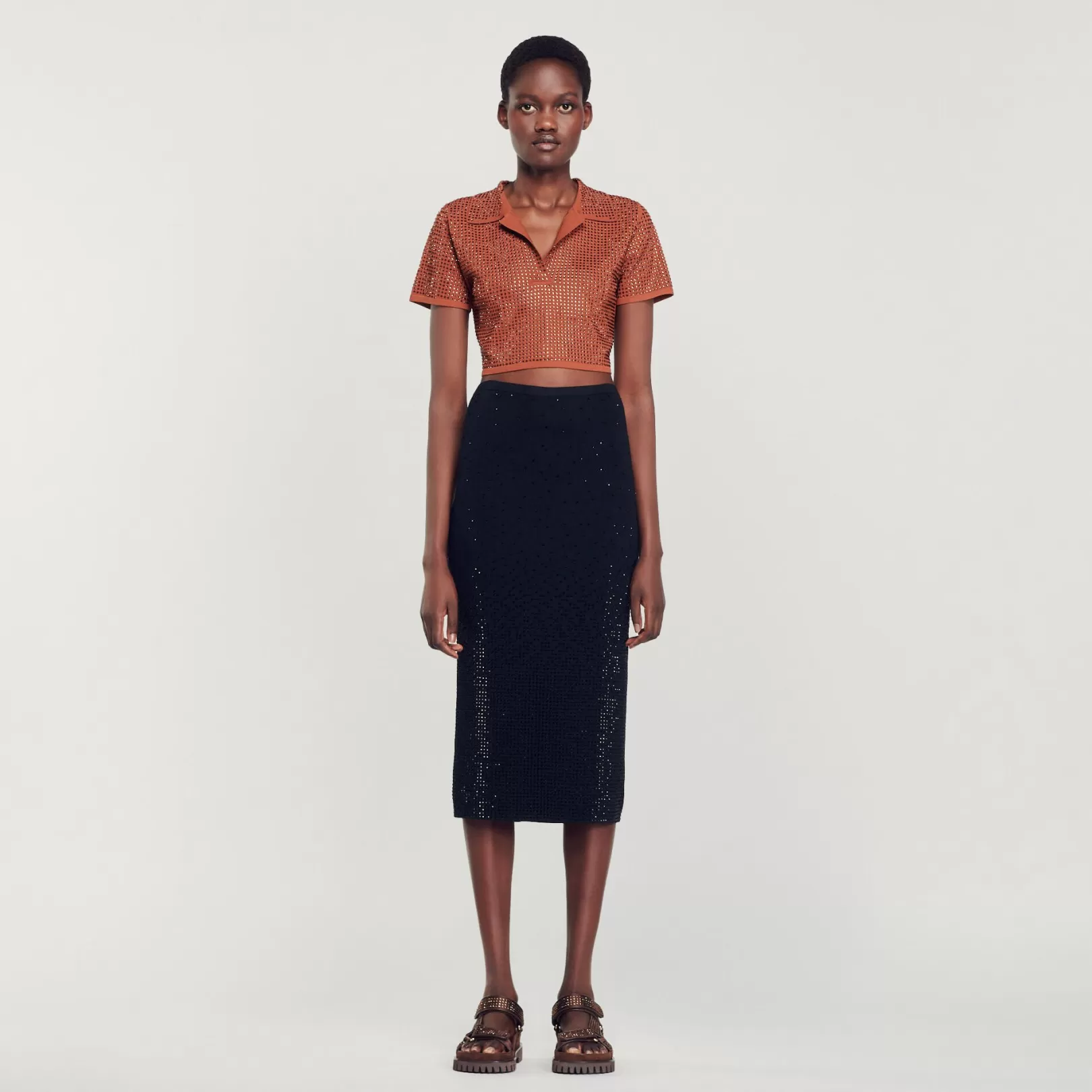 Matching Sets | Skirts*Sandro Matching Sets | Skirts Rhinestone-embellished midi skirt