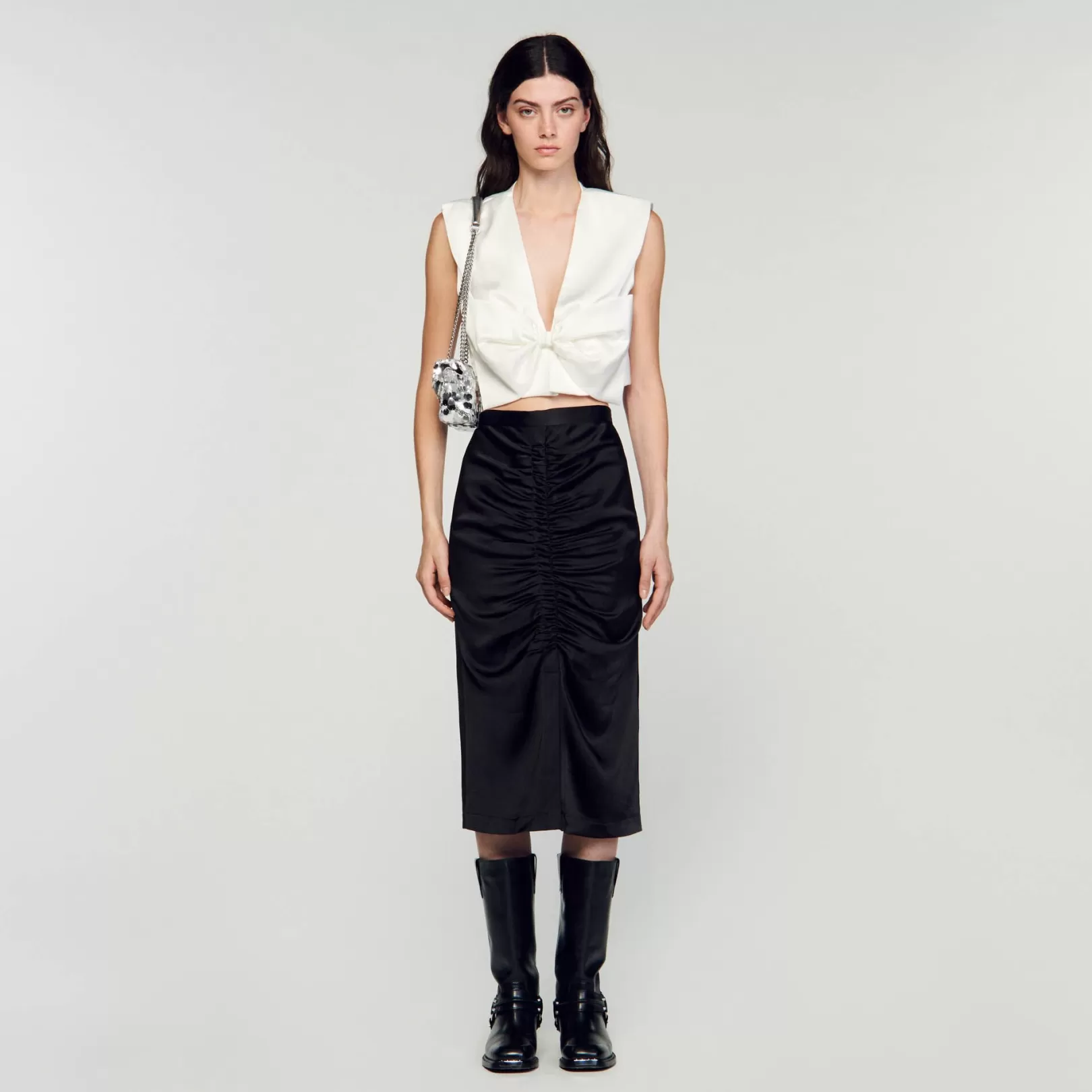 Skirts*Sandro Skirts Satin-effect midi skirt