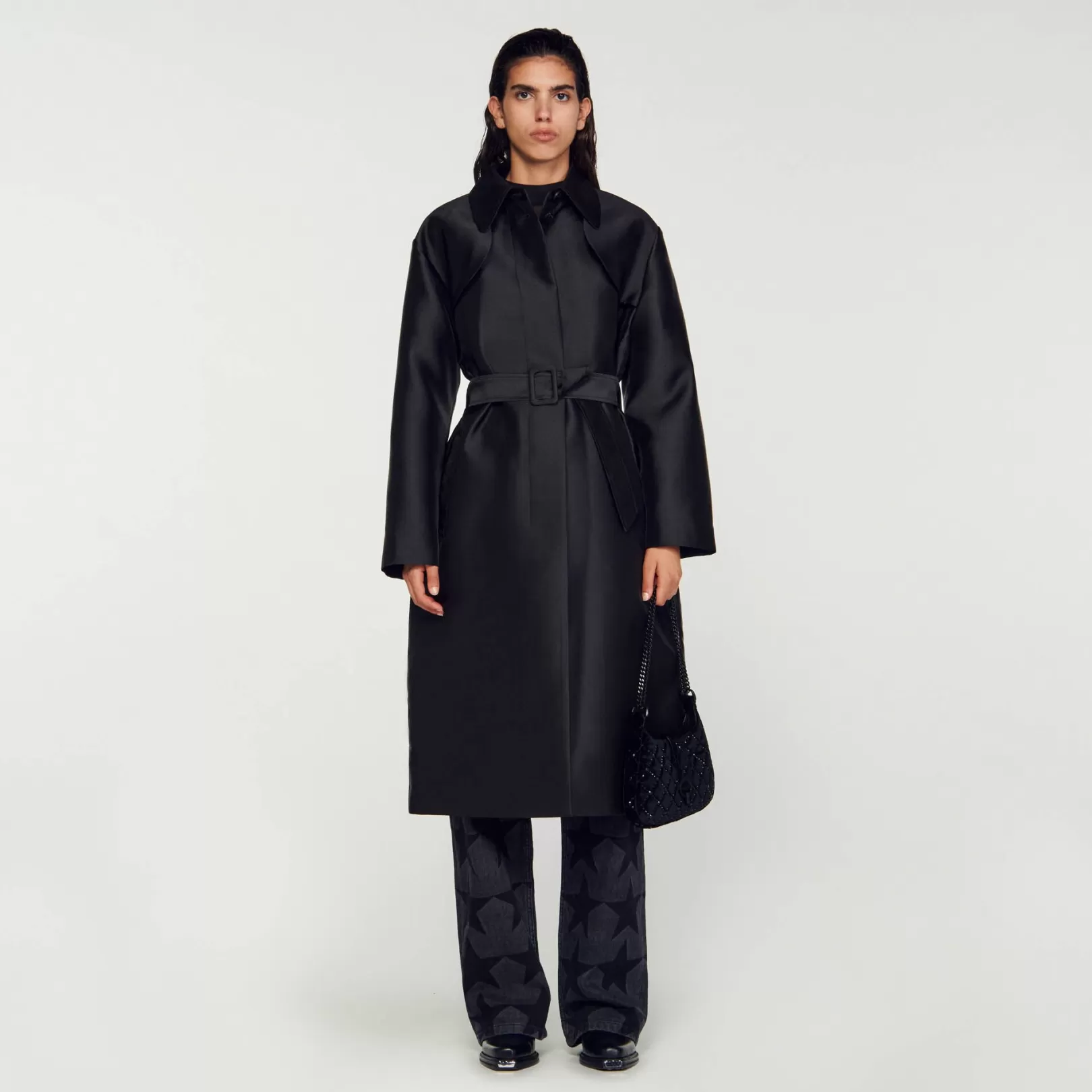 Coats*Sandro Coats Satin-effect trench coat