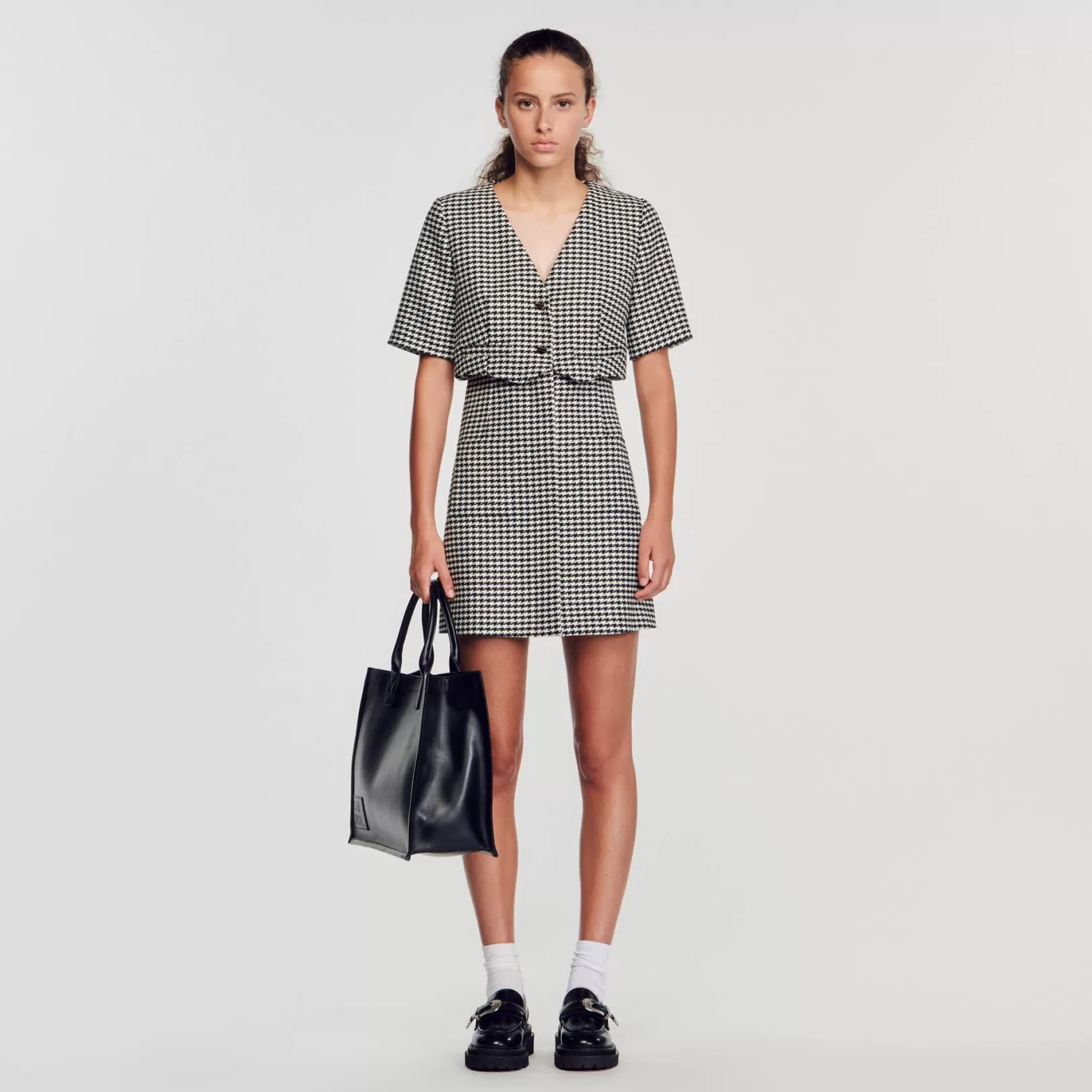 Dresses*Sandro Dresses Short houndstooth tweed dress