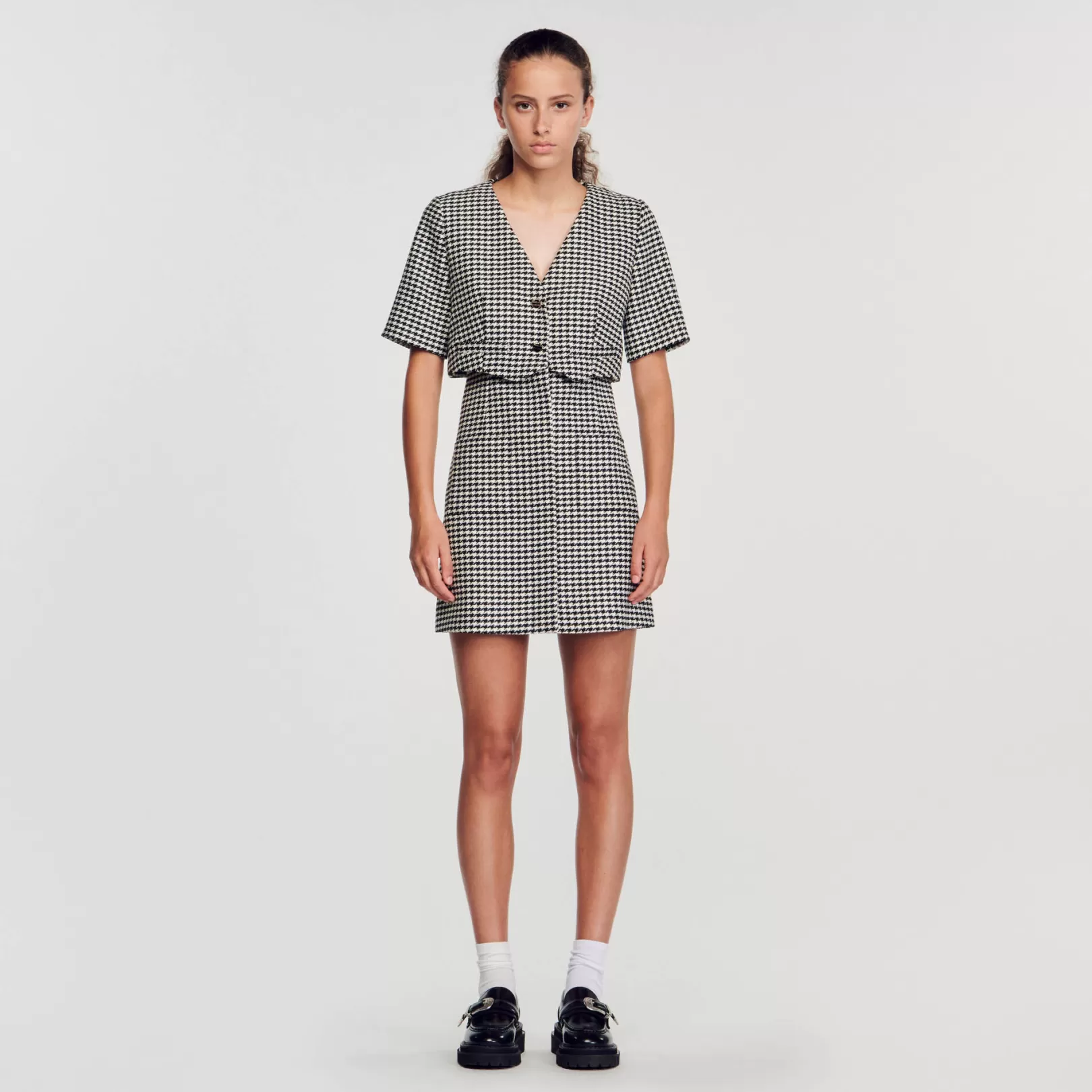 Dresses*Sandro Dresses Short houndstooth tweed dress