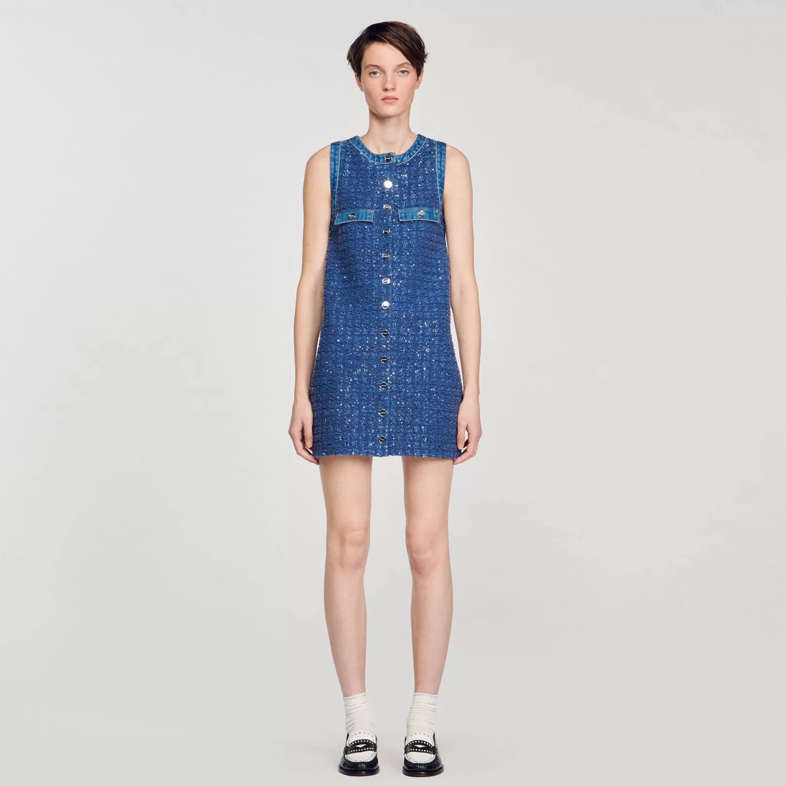 Dresses*Sandro Dresses Short tweed trapeze dress