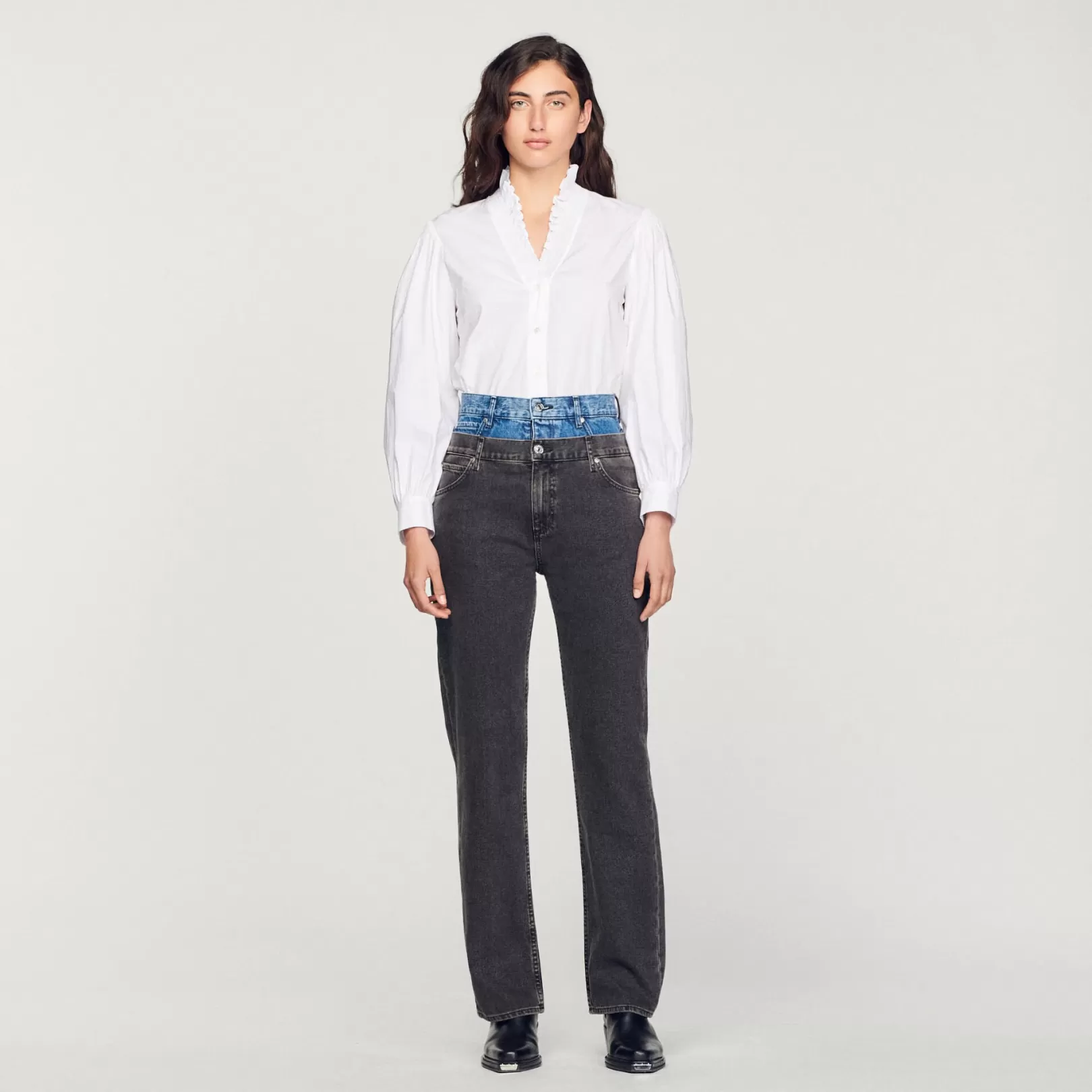 Jeans*Sandro Jeans Two-tone double-waisted jeans