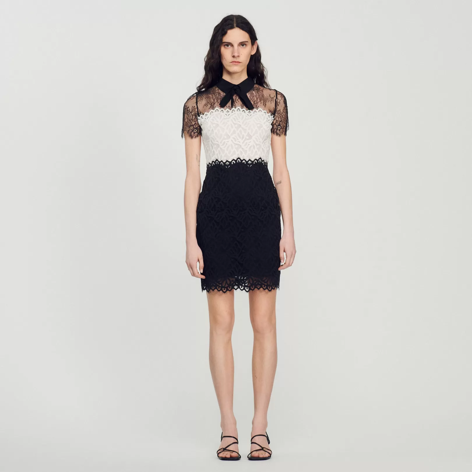 Dresses*Sandro Dresses Two-tone lace dress